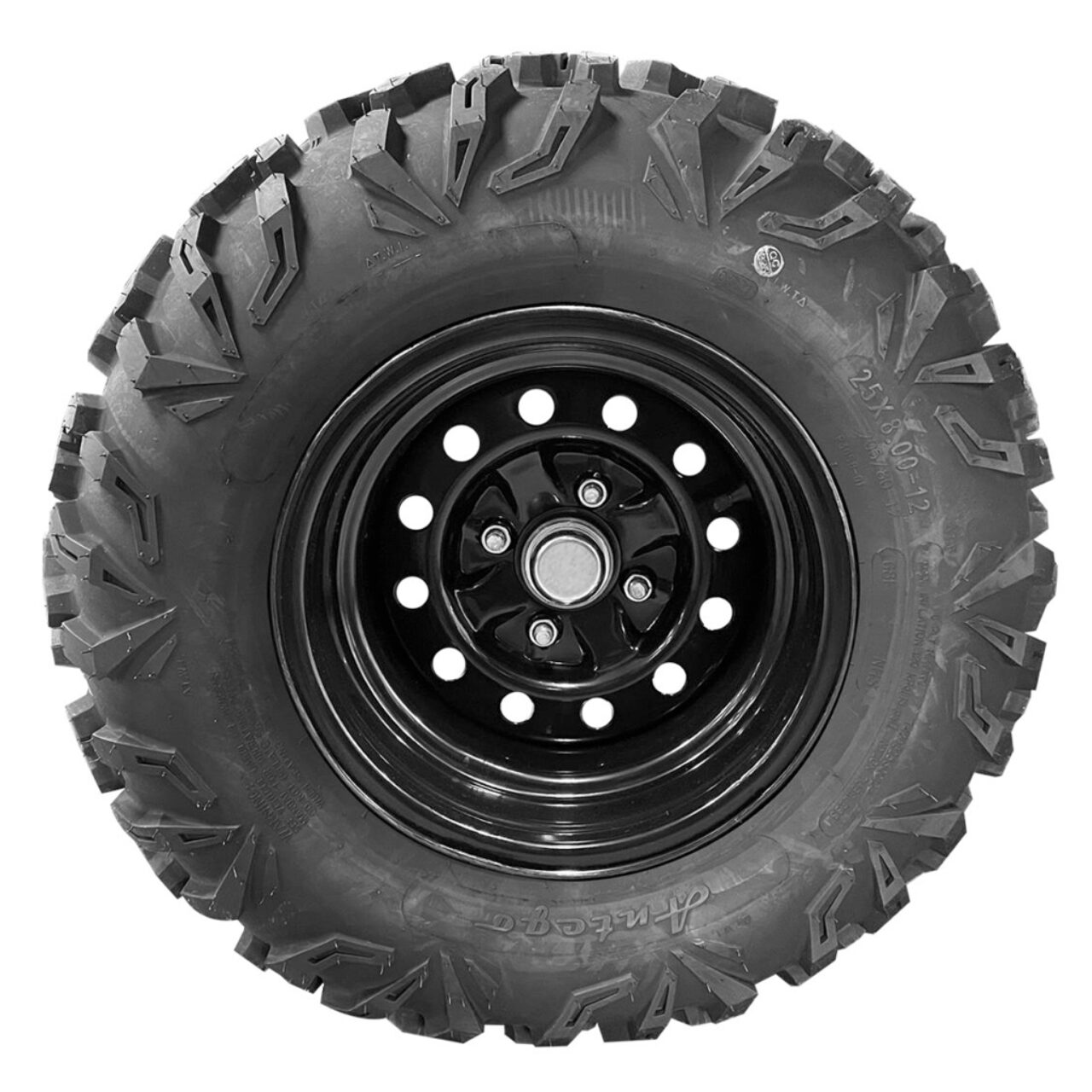 16946 ASM, ATW-042 25 X 8.00 - 12 TIRE / WHEEL LH - GBLK - Landmaster