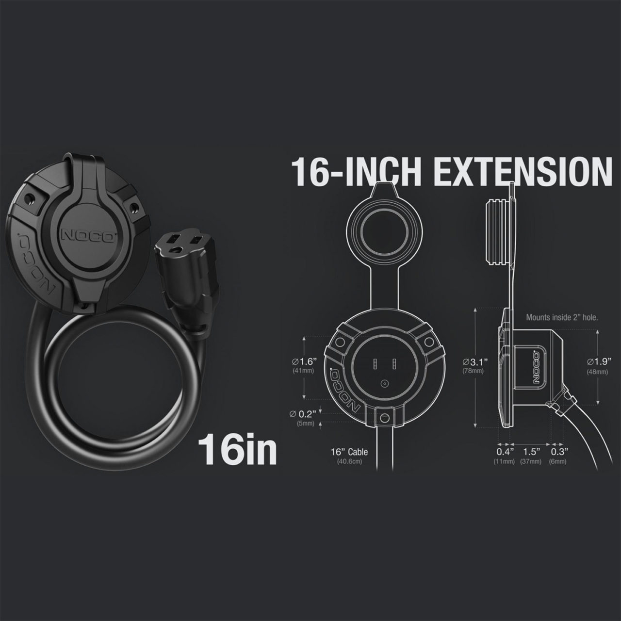 19189 Power Port, AC, Weather Sealed, Noco - Landmaster
